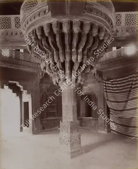 Bourne, Samuel (Photographer). Carved Pillar Interior, Dewan -I- Khas. Fatehpur Sikri - From the album 'India Ceylon and Egypt 1901-1902'. Albumen Print pasted on mount, c.1865-1866 | Antiquarian Photograph | Photography | 00115476