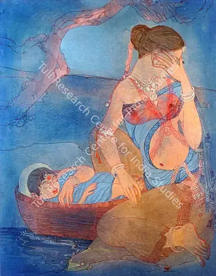 Ukil, Shantanu (Artist). Kunti and Karna. watercolour and bodycolour on paper, 1999 | Painting  | 00878200