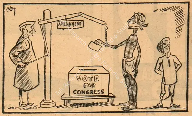 Chatterjee, Basu (Cartoonist). Vote for Congress. 1951 | Cartoons, Blitz, 19 May 1951 | PopCulture | 00904455