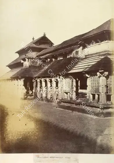 Pigou, William Henry (Photographer). Hurpunhully. A Temple - From the album "Architecture in Dharwar and Mysore Published by John Murray. London 1866. Photographs by Dr. William Henry Pigou, Dr. Andrew c.Neill and Col. Thomas Biggs with an historical and descriptive memoir by Colonel Meadows Taylor and  architectural notes by James Fergusson". Albumen print pasted on mount, c.1857 | Antiquarian Photograph | Photography | 00115050