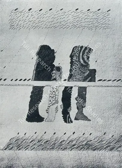 Das, Amitava (Artist). Man in the Field. Pencil and ink, 1976 | Pictorial Space, 1978 | Drawing | FineArts | 00149549