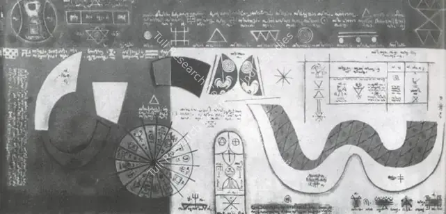 Paniker, K.C.S. (Artist). Astrological Symbols. Oil on canvas, 1968 | Artrends, July 1976 - July 1977 | Painting | FineArts | 00551559