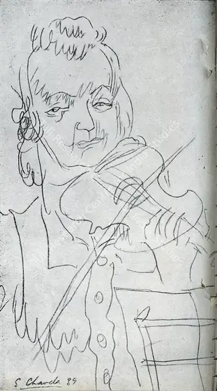 Chavda, Shiavax (Artist). Hungarian Musician. Pencil, 1939 | Marg, July 1947 | Drawing | FineArts | 00673738