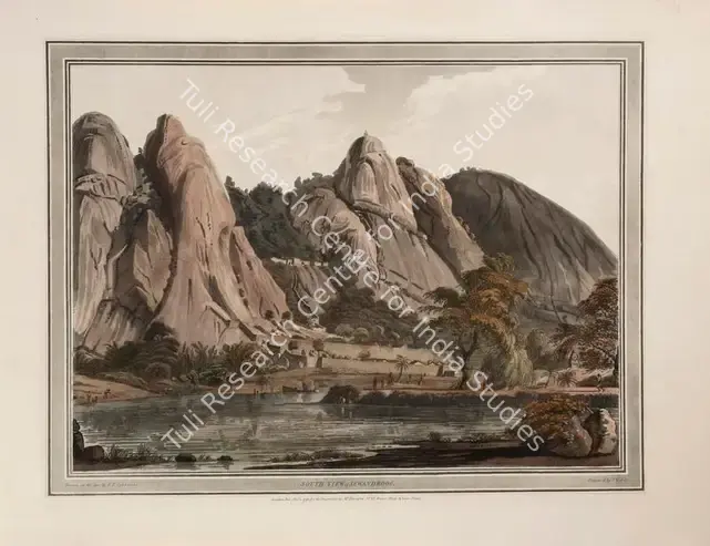 Edy, John William (Engraver). South view of Sewan-Droog. Print on paper, 01 November 1793 | Engraving, Twelve Views of Places in the Kingdom of Mysore, The Country of Tippoo Sultan, from Drawings Taken on the Spot, 1794 | ArcHeritage | 00156226
