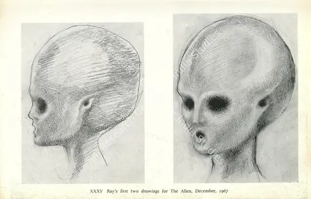 Ray, Satyajit (Artist). Prototype sketch of Ray's The Alien. 1967 | Portrait of a Director Satyajit Ray, 1971 | Drawing | FineArts | 00662838