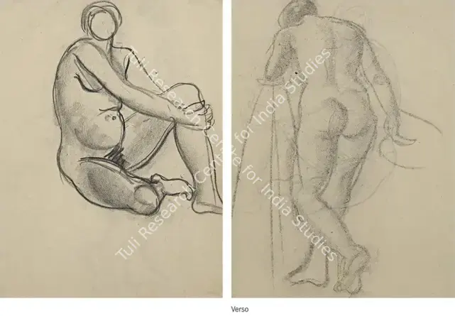 Sher-Gil, Amrita (Artist). Untitled. Charcoal on newspaper print, circa 1930 | Drawing | EconomicsArt | 00871817