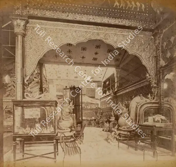 Narayan, Shew Shankar (Photographer). General View - Burmese Court - From the album 'Calcutta International 1883-84 Exhibition Views'. Albumen print pasted on mount, 1883-1884 | Antiquarian Photograph | Photography | 00115297