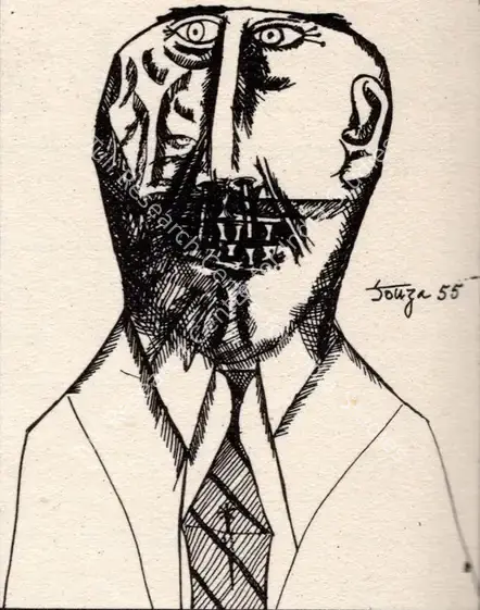 Souza, F.N. (Artist). Six Gentleman of our Times. 1955 | Art Heritage 6, 1986-1987 | Drawing | FineArts | 00530233
