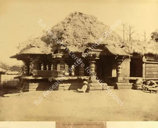 Biggs, Colonel Thomas (Photographer). Belgaum. Porch of a Jain Temple - From the album "Architecture in Dharwar and Mysore Published by John Murray. London 1866. Photographs by Dr. William Henry Pigou, Dr. Andrew C. Neill and Col. Thomas Biggs with an historical and descriptive memoir by Colonel Meadows Taylor and architectural notes by James Fergusson". Albumen print pasted on mount, n.d. | Antiquarian Photograph | Photography | 00115760