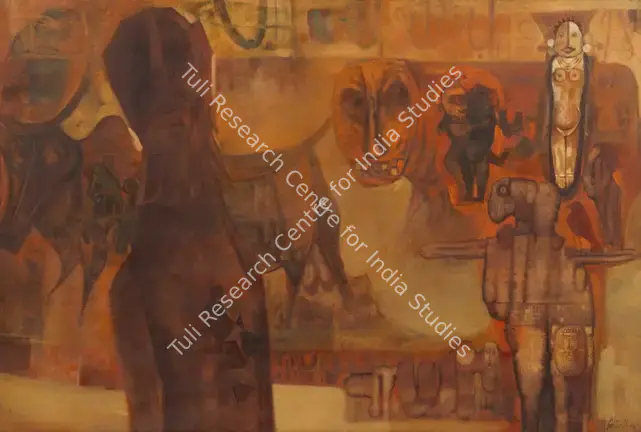 Ali, J. Sultan (Artist). Untitled (Life Cycle Cradle to Grave). Oil on canvas, 1967 | Painting | EconomicsArt | 00871859