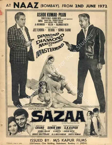 Kapur, S.K. (Producer), Sazaa, 1972 | Advertisement, Filmfare, 02 June 1972 | CinemaEducation | 00791498