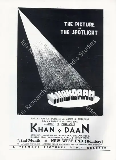 Rizvi, Shaukat Hussain (Director), Khandaan, 1942 | Advertisement, Filmindia, June 1942 | CinemaEducation | 00858468