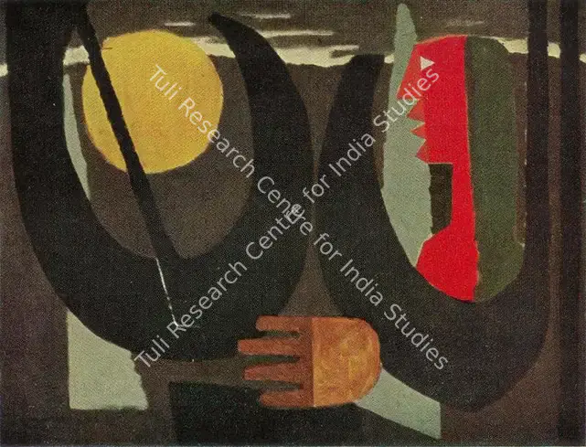 De, Biren (Artist). The Apparition. Oil, 1958 | Lalit Kala Contemporary, April 1967 | Painting | FineArts | 00534944