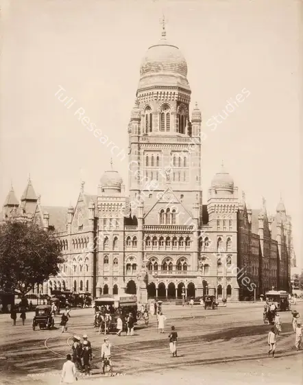 Studio Clifton & Co. (Photographic Studio). Municipal Hall, Bombay - From the album "L.G. to L.R.' by Clifton and Co.. Calotype print pasted on mount, 1900 | Antiquarian Photograph | Photography | 00115239