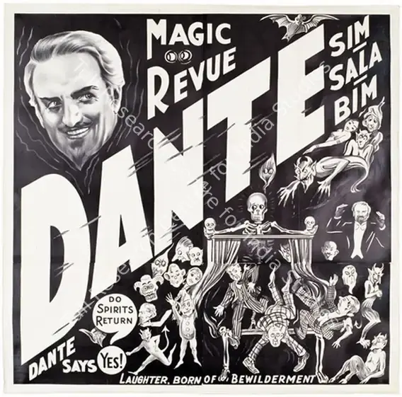 Dante (Magician). Dante. Do Spirits Return - Dante Says Yes! Laughter Born of Bewilderment. Four-sheet colouur lithograph, linen-backed | Magic Publicity Art & Memorabilia | PopCulture | 00092284