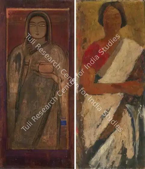 Roy, Jamini (Artist). Woman. Tempera on paper pasted on plywood, verso: Oil on plywood, early 1920s | Painting | FineArts | 00755773