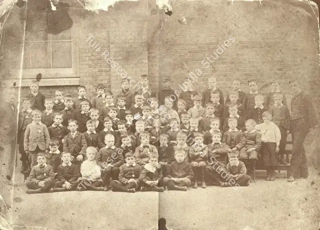 Unknown (Photographer). Chaplin at the Hanwell Schools for Orphans and Destitute Children, 1896 | Photographic Still, My Life in Pictures, 1985 | CinemaEducation | 00440363