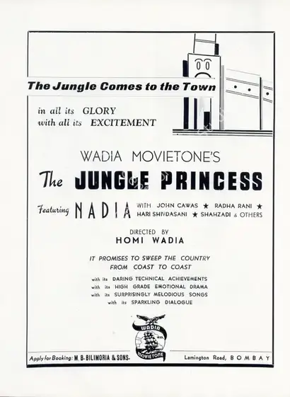 Wadia, Homi (Director), Jungle Princess, 1942 | Advertisement, Filmindia, February 1942 | CinemaEducation | 00858436