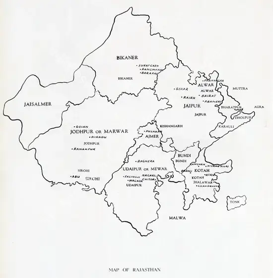 Unknown (Cartographer). Map of Rajasthan. n.d. | Map, Marg, March 1959 | Scholarship | 00535983