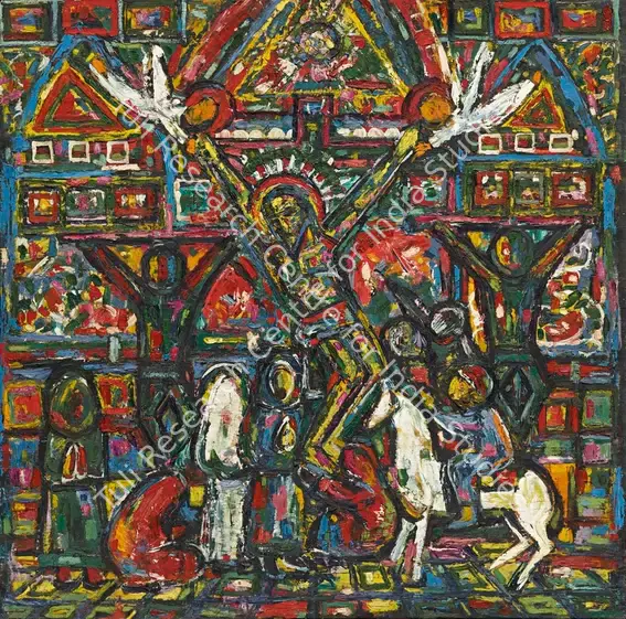 Souza, F.N. (Artist). Golgotha in Goa. Oil on plywood, 1948 | Painting | FineArts | 00337371