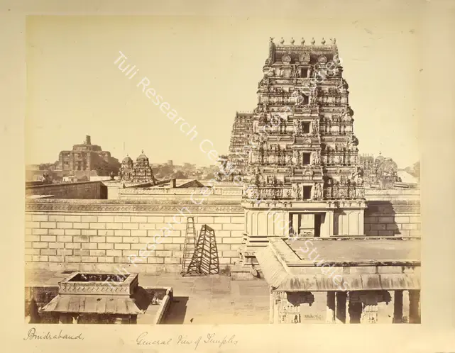 Baker, William (Photographer). General View of Temples, Bindraband. Albumen print pasted on mount, 1866-1868 | Antiquarian Photograph | Photography | 00115564