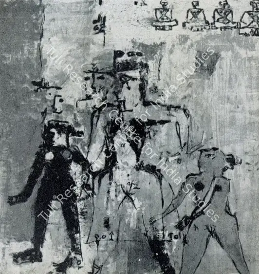 Samant, Mohan (Artist). Carried by Invisible Evil. Water Colour, 1954 | Marg, March 1954 | Painting | FineArts | 00674025