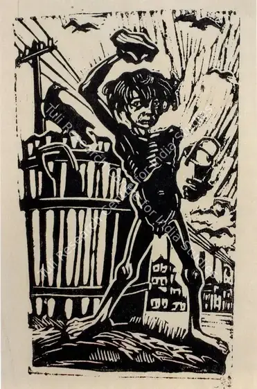 Chittaprosad (Artist). Gone Mad. Linocut on Paper, 1952 | Chittaprosad, 2011 | Graphic Art | FineArts | 00710178