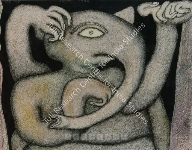Chowdhury, Jogen (Artist). Vinayak. Pen and ink and pastel on paper, 1996 | Drawing | FineArts | 00600119