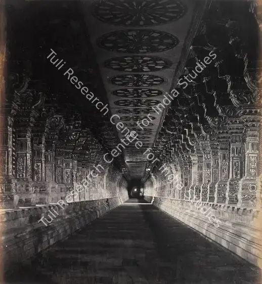 Lyon, Edmund David (Photographer). Ramissuram Pagoda (long side aisle). Albumen print pasted on mount, c.1870s | Antiquarian Photograph | Photography | 00116182