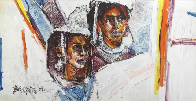 Mirza, Bashir (Artist). Untitled (Qilash Series). Acrylic on board, framed, 1989 | Painting | EconomicsArt | 00871191