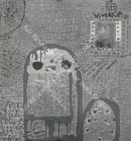 Khakhar, Bhupen (Artist). Hanuman Temple. Collage & oils, 1964 | Lalit Kala Contemporary, April 1966 | Collage | FineArts | 00534450