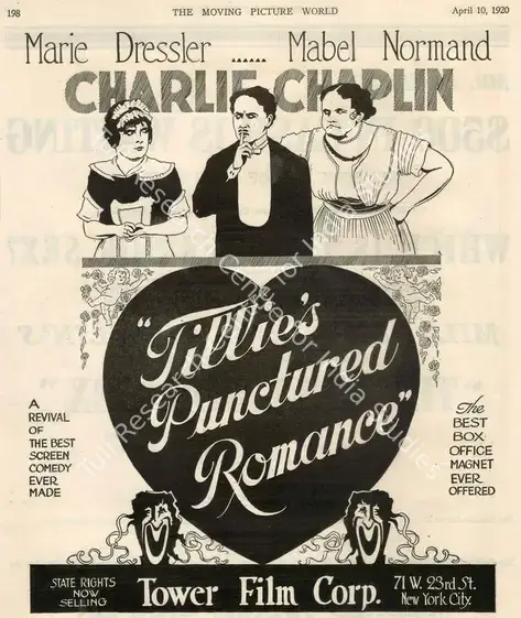 Sennett, Mack (Director), Tillie's Punctured Romance, 1914 | Film Advertisement | CinemaEducation | 00795047