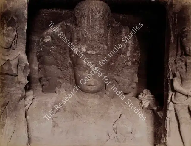 Unknown (Photographer). Brahma Vishnu and Shiva Elephants Cave Bombay - From the album 'India China and Australia'. Albumen print pasted on mount, n.d. | Antiquarian Photograph | Photography | 00115373