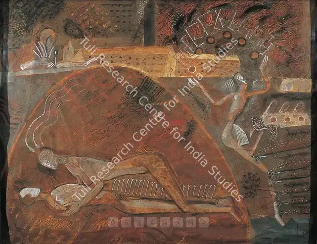 Douglas, C. (Artist). Evening. Mixed media on paper pasted on canvas, 1998 | Painting | FineArts | 00599901