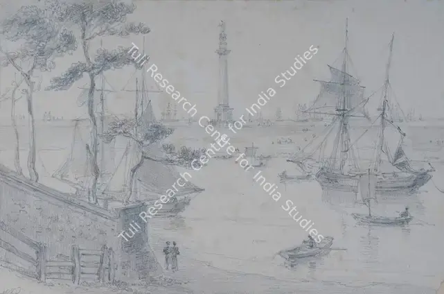 Daniell, William (Artist). The Monument at Yarmouth Norfolk. Pencil on paper, 1821 | Drawing | FineArts | 00362281