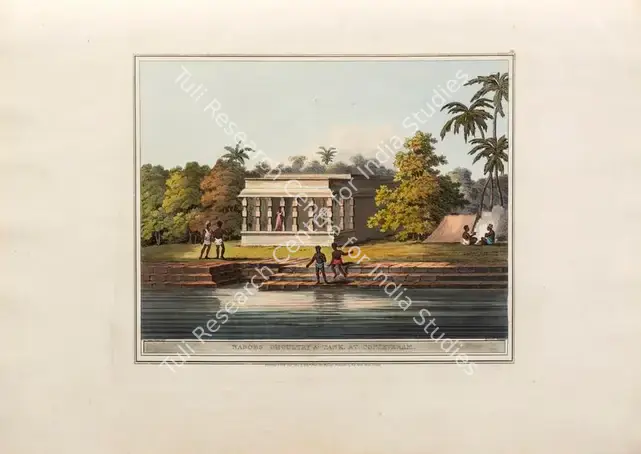 Harraden (Printmaker). Nabobs Choultry & Tank, at Conjeveram. Print on paper, September 1804 | Aquatint, A Brief History of Ancient and Modern India, 1805 | Scholarship | 00156217