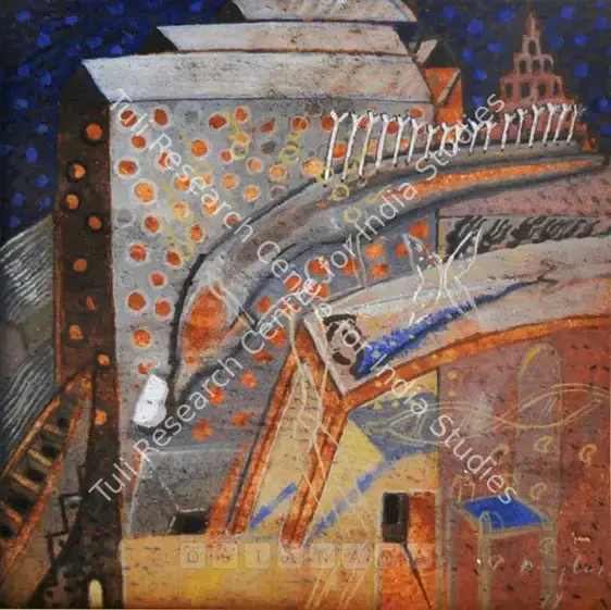 Douglas, C. (Artist). Night At The Ferry. Mixed media on canvas, 1999 | Painting | FineArts | 00898324