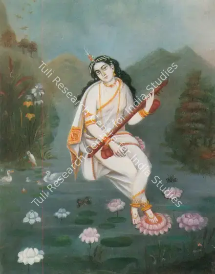 Bengal School (Artist). Saraswati. Oil on canvas, early 20th century | Painting  | 00877619