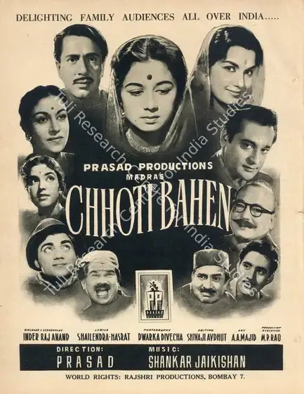Prasad, L.V. (Director), Chhoti Bahen, 1959 | Advertisement, Filmfare, 08 May 1959 | CinemaEducation | 00791281