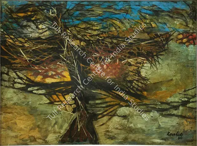 Kowshik, Dinkar (Artist). Eagle in Space. Oil on board, 1964 | Painting | FineArts | 00363039