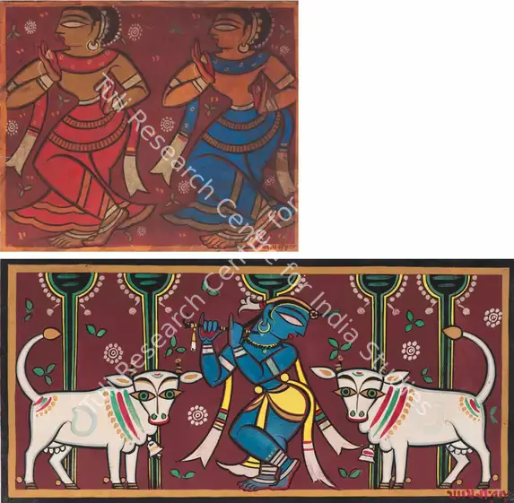 Roy, Jamini (Artist). Untitled (Dancers). Gouache on card, After 1915 | Painting | FineArts | 00645647
