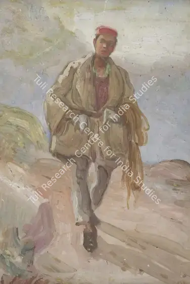 Karmakar, Prahlad (Artist). Himalayan Boy. Oil on board, n.d. | Painting | EconomicsArt | 00872279