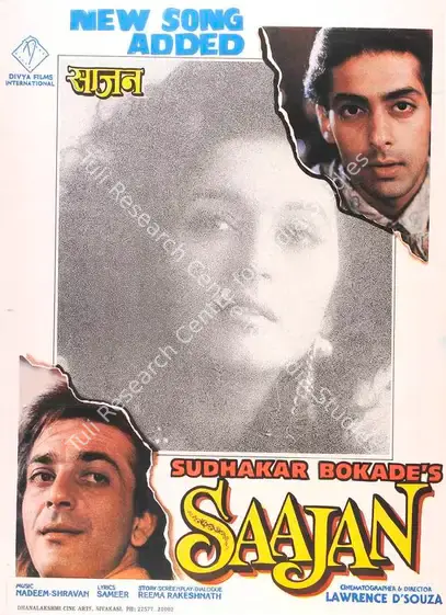 Bokade, Sudhakar (Producer), Saajan, 1991 | Full Sheet Poster | CinemaEducation | 00767698
