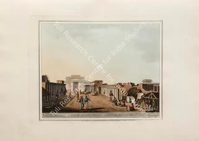 Stadler, I.C. (Printmaker). A Street leading to the Palace of Bangalore. Print on paper, 01 January 1804 | Aquatint, A Brief History of Ancient and Modern India, 1805 | Scholarship | 00156189