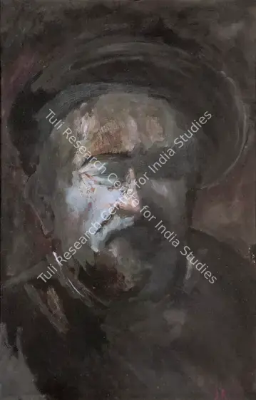 Roy, Jamini (Artist). Portrait Of Rembrandt Harmenszoon Van Rijn. Oil on cardboard, c.1925 | Painting  | 00879839