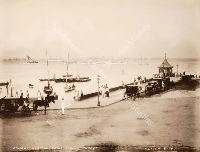 Studio Clifton & Co. (Photographic Studio). Bombay Harbour from Apollo Bunder - From the album "L.G. to L.R.' by Clifton and Co.. Calotype print pasted on mount, 1900 | Antiquarian Photograph | Photography | 00115249