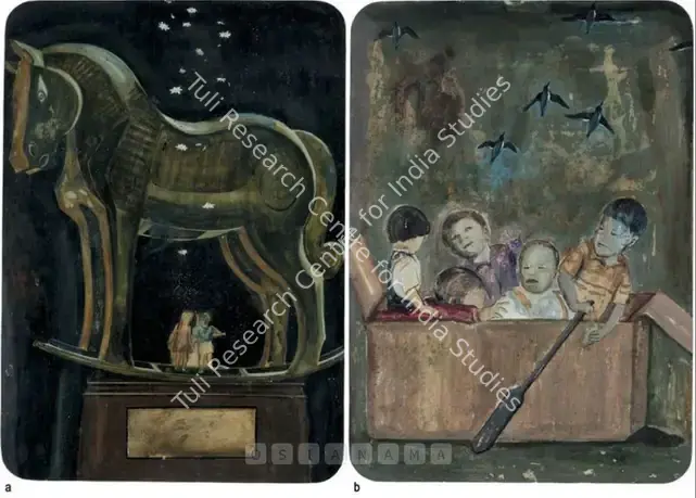 Saini, Reena (Artist). Orchard Of Home Grown Secrets II, Orchard Of Home Grown Secrets II (Verso). Acrylic on paper pasted on board, 1998 | Painting | FineArts | 00575114