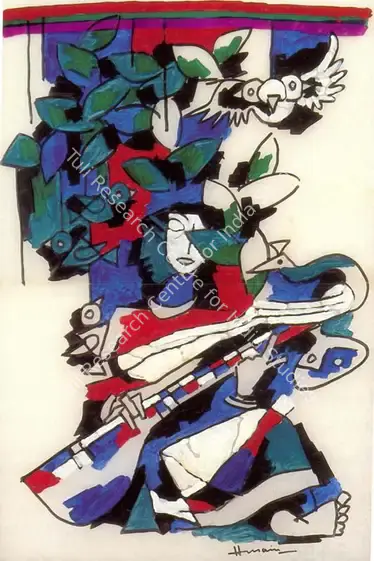 Husain, M.F. (Artist). Saraswati. Acrylic on canvas, n.d. | Painting | FineArts | 00374516
