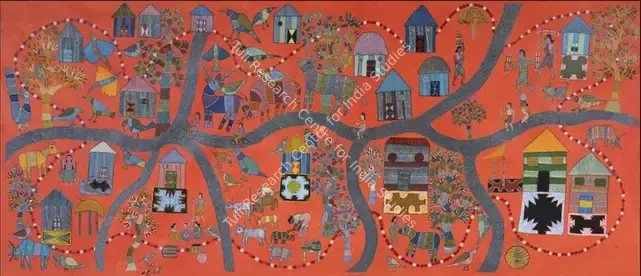Shyam, Kalavati (Artist). Tribe, Life and Forest. Acrylic on canvas, 2020 | Painting | EconomicsArt | 00871657