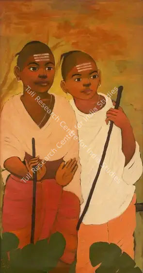 Aundhkar, Ramesh (Artist). Untitled (Two Boys). Oil on canvas, 2008 | Painting | EconomicsArt | 00872330